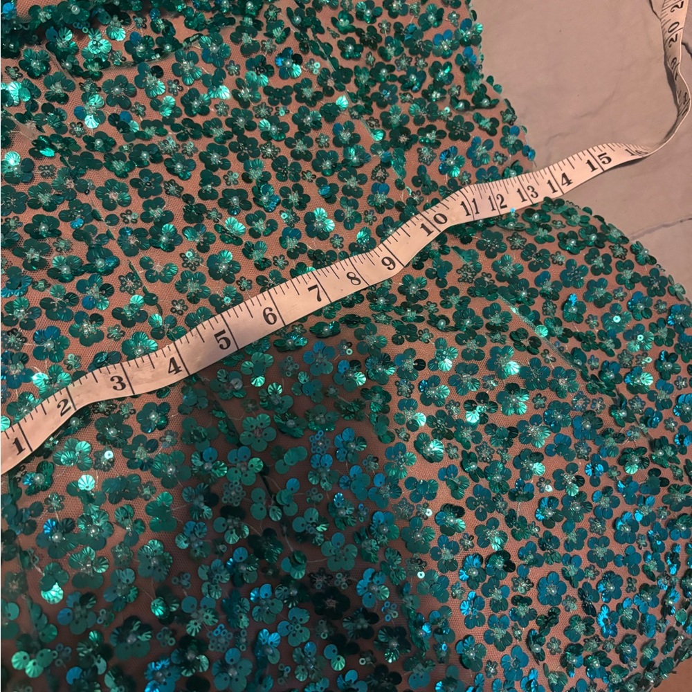 NWB Queen Of Sparkles Green/Teal Poof Sleeve Dress XS perfect for St Patrick’s! - Picture 15 of 16